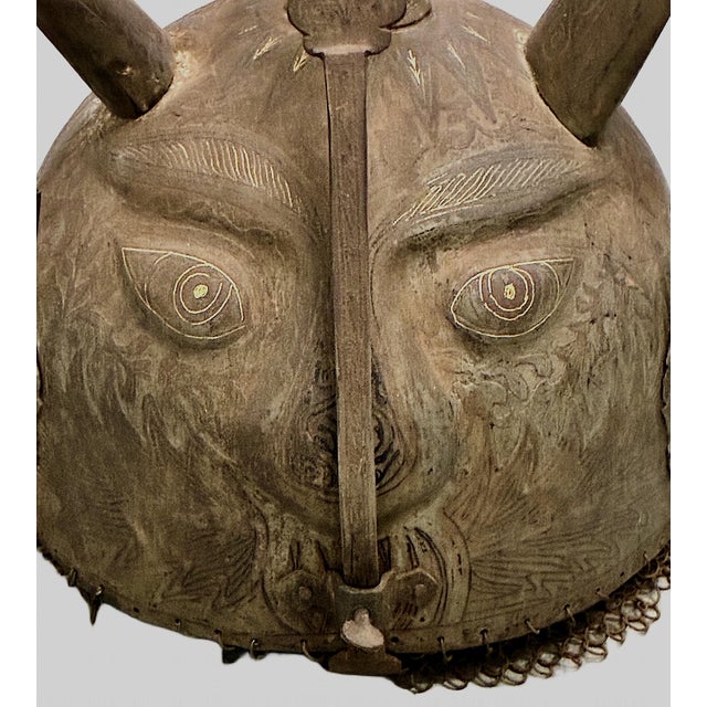 This Qajar-style Kulah Khud is a traditional Persian helmet, featuring a steel hemispherical bowl, top spike, plume...
