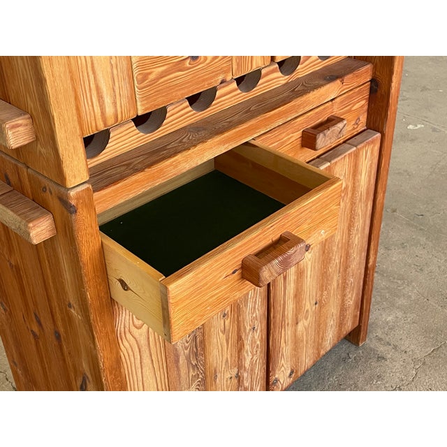 Wood Danish Christian IV Brutalist Pine Cabinet attributed to Hans Frydendal, 1970s For Sale - Image 7 of 16