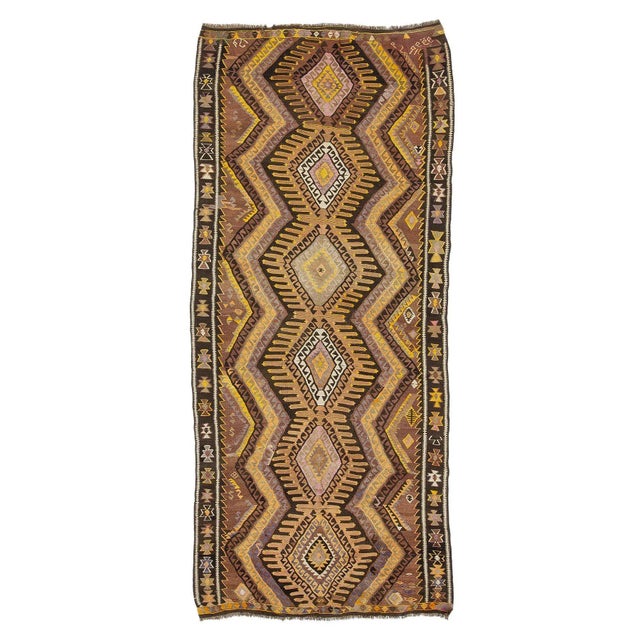 Textile Vintage Turkish Kars Kilim Rug For Sale - Image 7 of 7