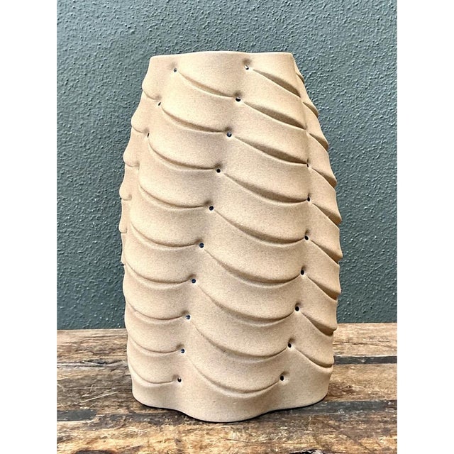 Vintage Sculptural Ceramic Vase With Crystal Points For Sale - Image 11 of 12