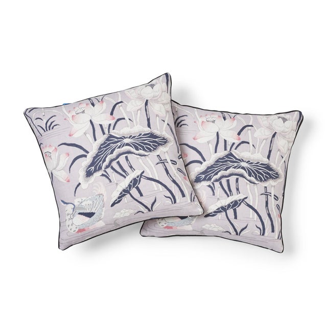 Contemporary Schumacher Lotus Garden Pillow in Lilac For Sale - Image 3 of 6