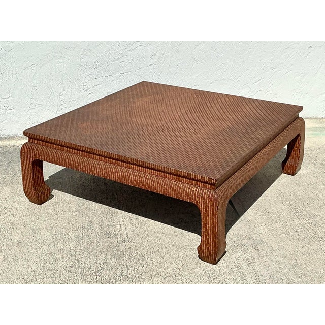 Vintage Baker Wrapped Raffia Ming Coffee Table For Sale - Image 10 of 12