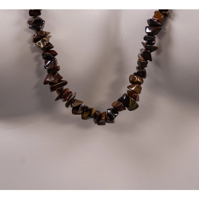 Black Vintage Gemstone Tiger Eye Necklace, 1960s For Sale - Image 8 of 12