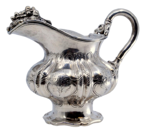 Gummed Silver Milk Jug with Grape Engravings and Reliefs