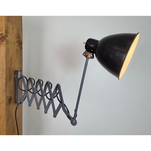 Vintage Industrial Soviet Scissor Wall Lamp in Black, 1960s For Sale - Image 18 of 18