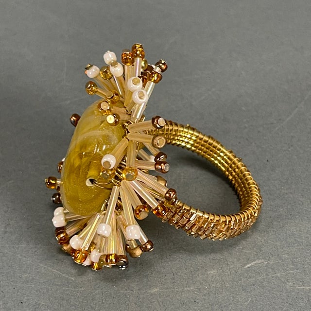 1950s Vintage 1950s Glass Atomic Starburst Beaded Napkin Rings - Mixed Lot of 5 For Sale - Image 5 of 13