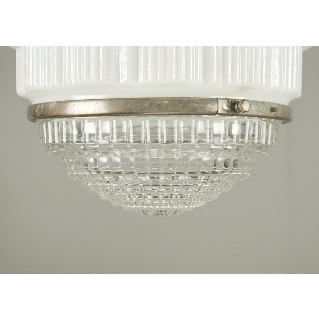 1930s 1930s Skyscraper Art Deco Milk Glass Pendant Light For Sale - Image 5 of 10
