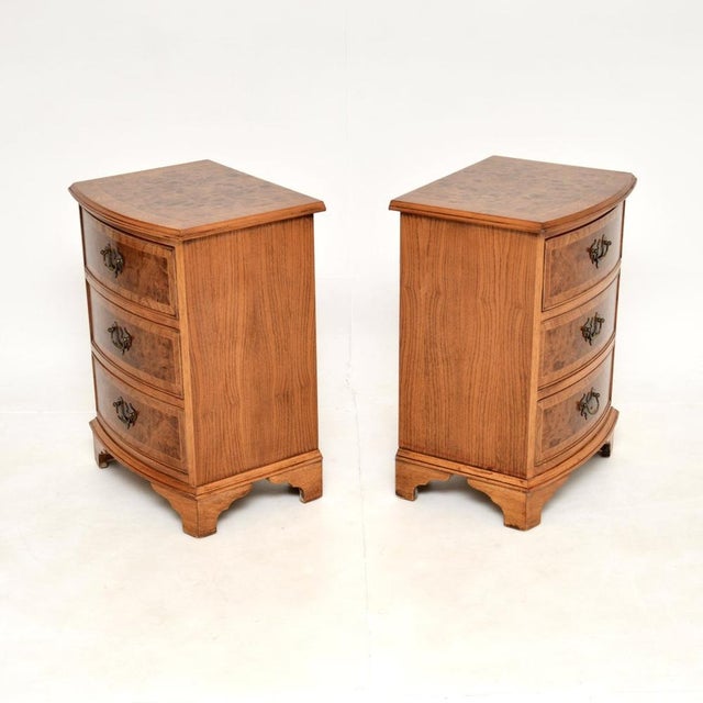 Antique Burr Elm Bedside Chests, 1950s, Set of 2 For Sale - Image 4 of 11