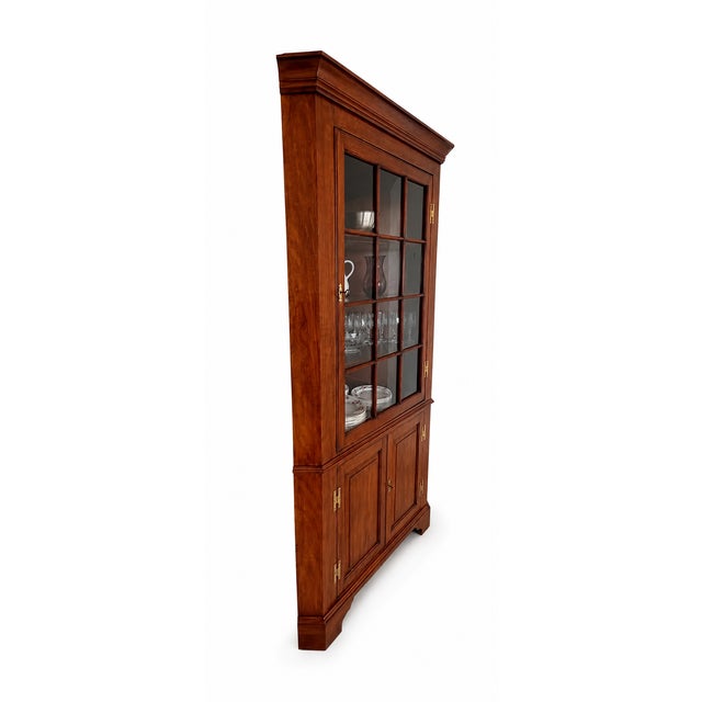 Henkel Harris Henkel Harris Lighted Corner Cabinet Solid Wild Black Cherry For Sale - Image 4 of 8
