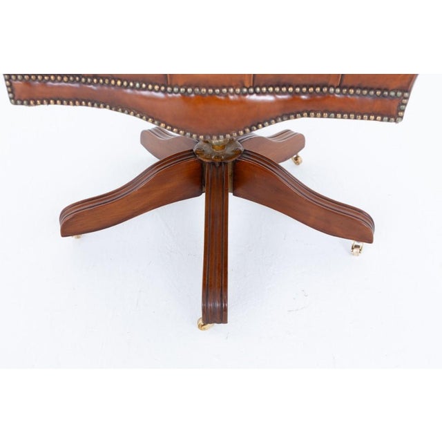 Leather Captain's Chair Swivel Desk Seat, 1920s For Sale - Image 6 of 9