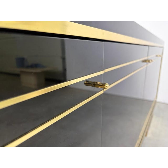 Vintage Black Lacquered and Brass Sideboard, 1980s For Sale - Image 9 of 14