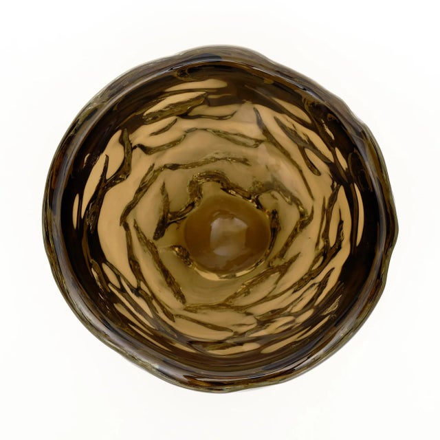 Tobacco Murano Glass “Burri” Vase For Sale - Image 4 of 4