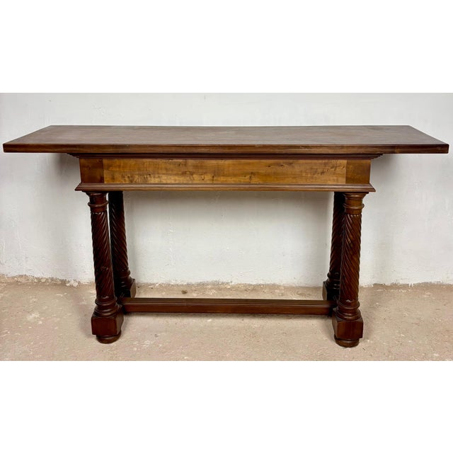 Spanish Walnut Console Table with Barley Twist Legs, 1940s For Sale - Image 16 of 16