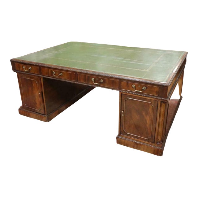19th Century Antique Tooled LeatherTop Partner Desk Chairish