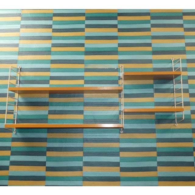 Mid-Century Modern Swedish String Shelving Unit in Elm by Kajsa & Nils Nisse Strinning, 1960s For Sale - Image 3 of 13