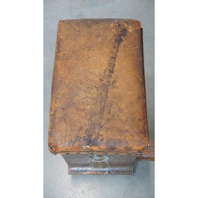 Metal Antique Copper Fireplace Sofa/Club Fender with Leather Seats & Storage Space For Sale - Image 7 of 18