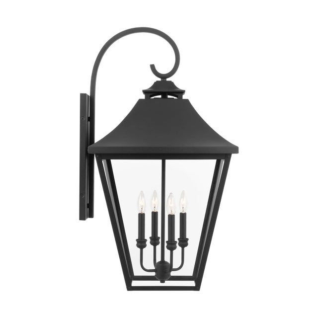 Traditional Sean Lavin by Visual Comfort Studio Galena 4-Light Outdoor Extra Large Lantern Sconce in Textured Black For Sale - Image 3 of 6