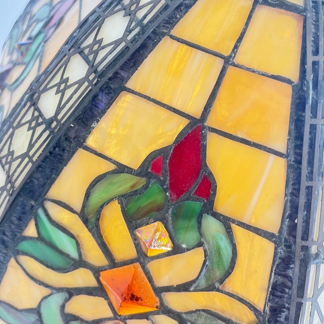 Goldenrod Tiffany Stained Glass Pendant Light, 1960s For Sale - Image 8 of 16