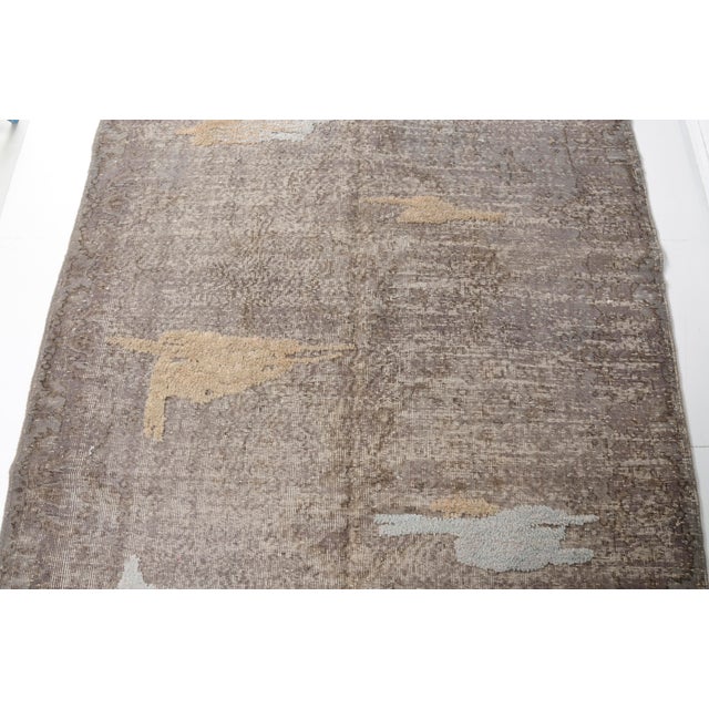 Mid 20th Century Earthy Beige & Soft Blue Accents Rug For Sale - Image 9 of 11