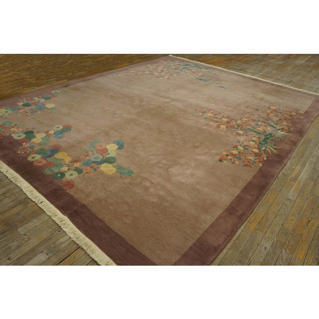 Textile 1920s Gray Cream Antique Walter Nichols Chinese Art Deco Rug Wool Carpet For Sale - Image 7 of 10