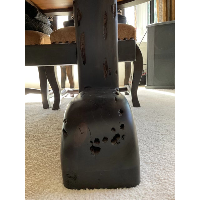 Reduced to Sell Custom Oval Dining Set Solid Wood and Natural Granite Inlay With 10 Handcrafted Chairs For Sale - Image 4 of 11