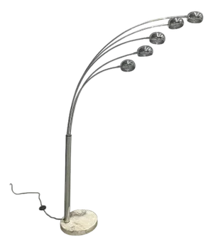 Floor Lamp With Five Bulbs in Chrome, Glass & Marble, Unknown, 1960s