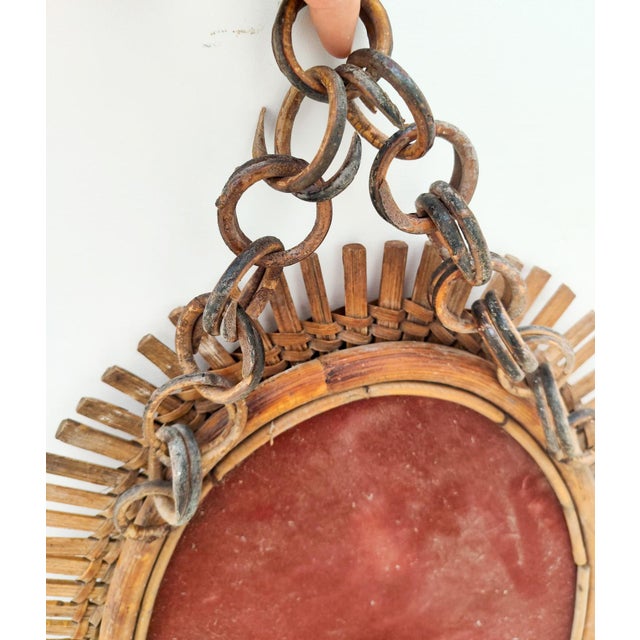 Mid-Century Italian Oval Wall Mirror with Bamboo Frame by Franco Albini, 1960s For Sale - Image 10 of 12