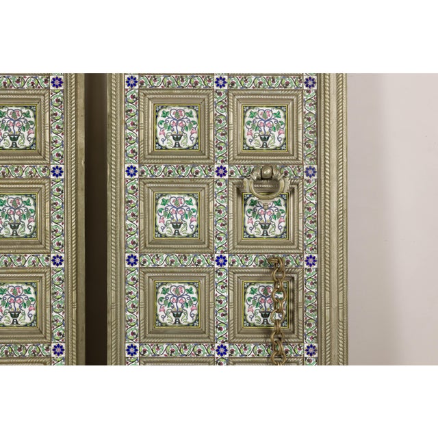 Pair of Antique Indian Decorative Panels with Painted Tin Insets For Sale - Image 12 of 18