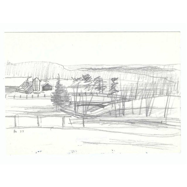 Kentucky landscape drawing by Robert Henry Angeloch (1922-2011). Initialed lower left and dated, "KY" on the back and...