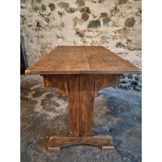 Antique French Oak Farmhouse Trestle Table, Early 1900s For Sale - Image 12 of 17