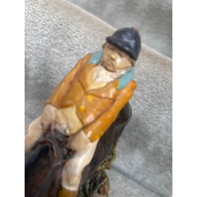 Foxhunt Figure on Horseback, Glazed Terra Cotta For Sale - Image 4 of 12