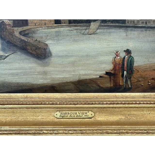 Coastal 19th Century British School Oil on Panel Painting “Harbor View” For Sale - Image 3 of 8