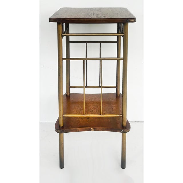 Ernst Rockhausen Early 20th Century Ernst Rockhausen German Arts and Crafts Pedestal Stand in Wood and Brass For Sale - Image 4 of 11