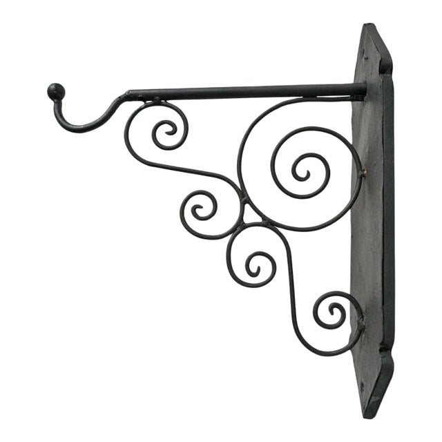 Vintage Iron Black Scroll Wall Bracket For Sale