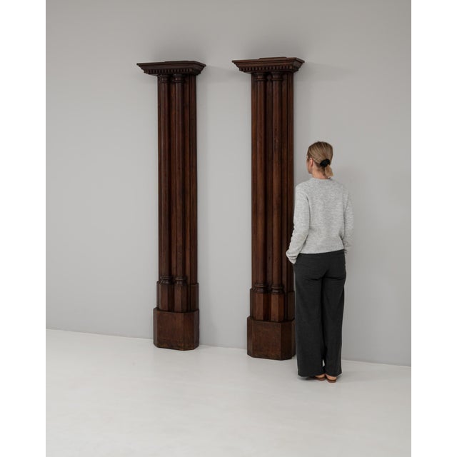 Mediterranean 19th Century French Wooden Columns With Original Patina - A Pair For Sale - Image 3 of 18