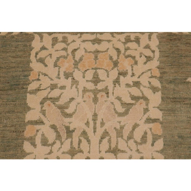 Bohemien Ziegler Green Beige Hand-Knotted Wool Rug - 8'11'' X 12'1'' For Sale - Image 4 of 8