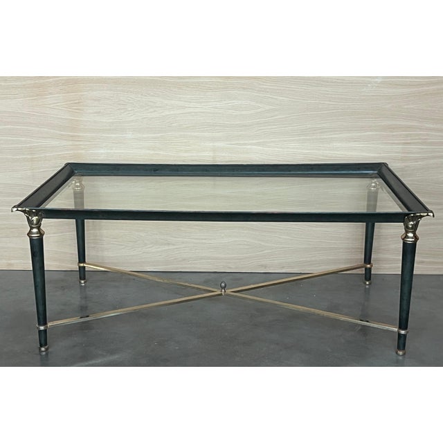 Mid 20th Century Green Iron with Bronze and Brass Details Coffee Tables - Set of 2 For Sale - Image 11 of 18