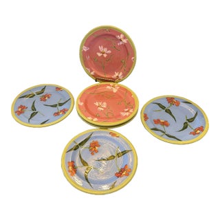Vintage Hand Painted Droll Designs Zinnia Clover Series Plates - Set of Six For Sale