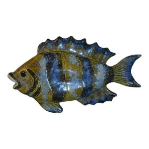 Vintage 70s Vallauris French Majolica Ceramic Fish Wall Art