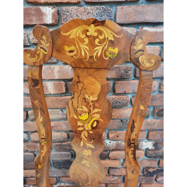 Italian 1970s Vintage Italian Marquetry Chairs - a Pair For Sale - Image 3 of 12
