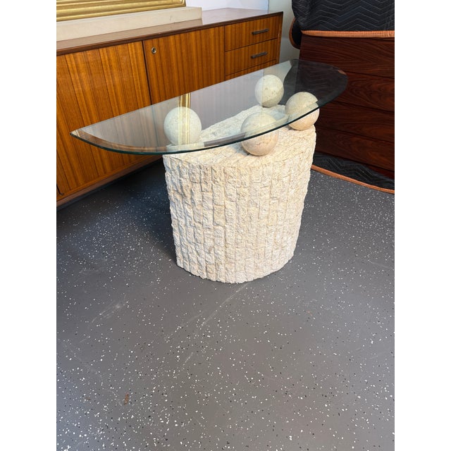 1990s 1990’s Postmodern Tessellated Stone and Glass Top Console Table For Sale - Image 5 of 9