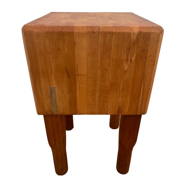Wood Vintage Butchers Block Carving Kitchen Table Solid 14" Thick End Cut Maple Slab For Sale - Image 7 of 12
