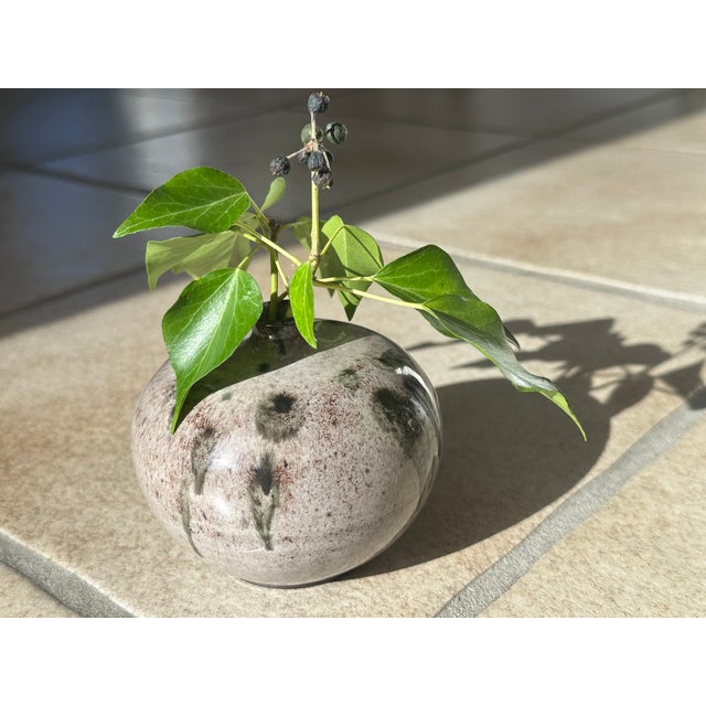 Beige Glossy Glazed Studio Ceramic Vase with Olive-Green Splashes from Serocka, Germany, 1970s For Sale - Image 6 of 9