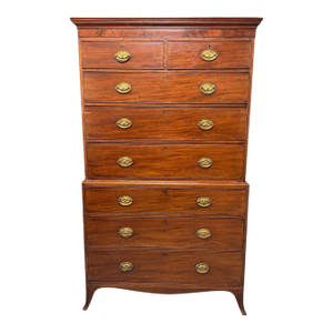 Early 19th Century Federal Period Mahogany Chest on Chest With Original Lion Head Brasses, American
