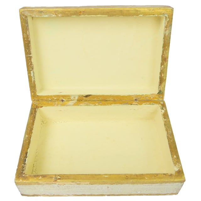 Shabby Chic Italian Florentine Gold & White Tray and Box, Set of 2 For Sale - Image 3 of 6