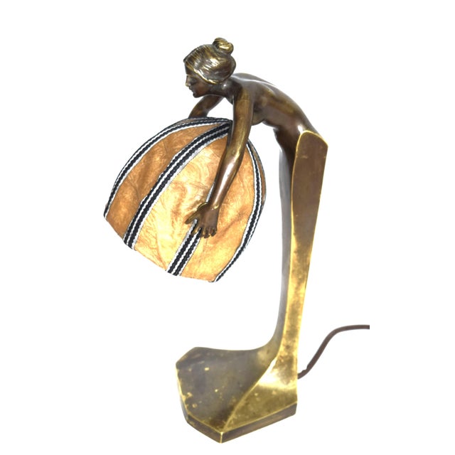Brown Art Nouveau Bronze Table Lamps from Rudolf Marschall, 1890s, Set of 2 For Sale - Image 8 of 12