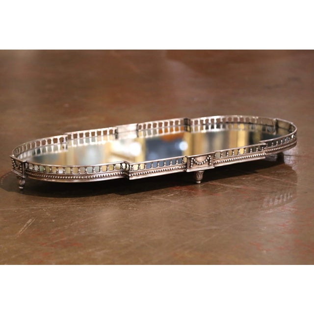 Silver 19th Century French Louis XVI Silvered Bronze Mirrored Plateau Surtout De Table For Sale - Image 8 of 9