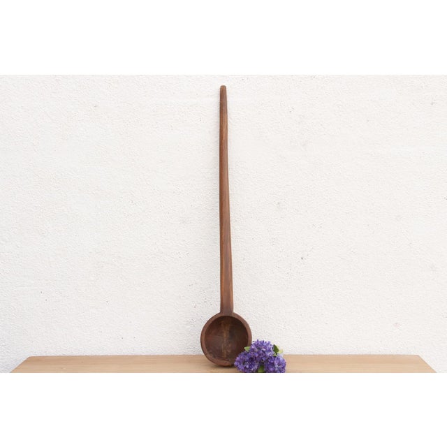 Wood 39" Long Hand-Carved Wooden Ladle For Sale - Image 7 of 7
