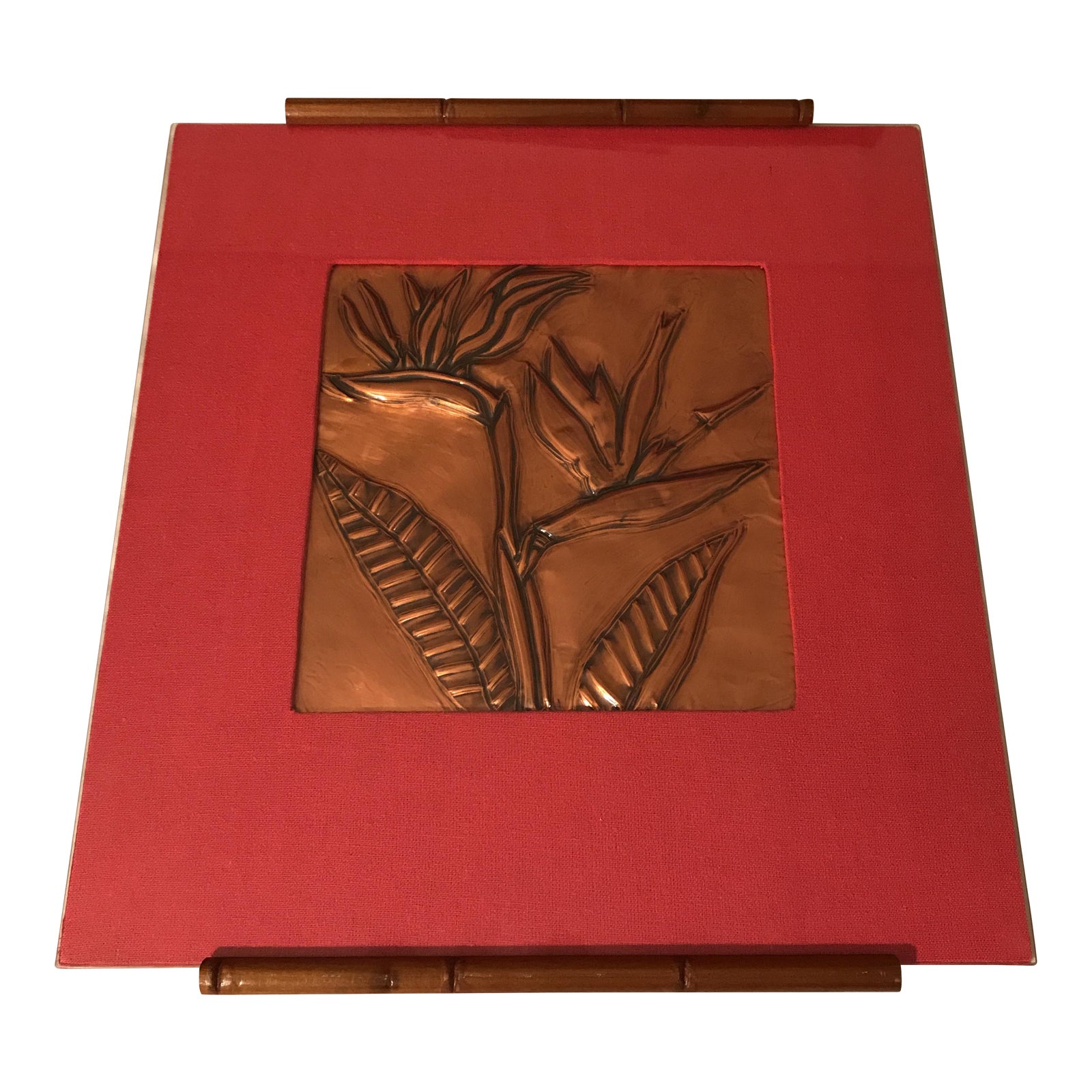 Custom Framed Copper Embossed "Bird of Paradise" Art Chairish