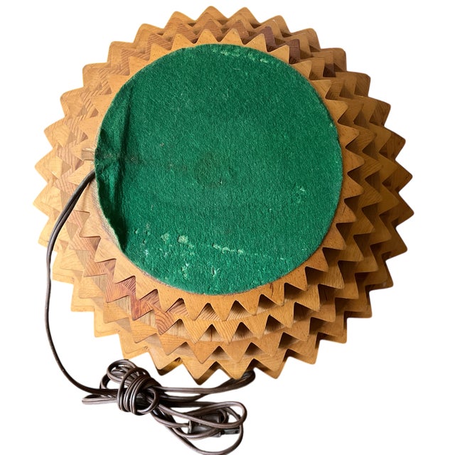 1970s Hand-Carved Sawtooth Wood Table Lamp — Artisan Made For Sale - Image 9 of 9